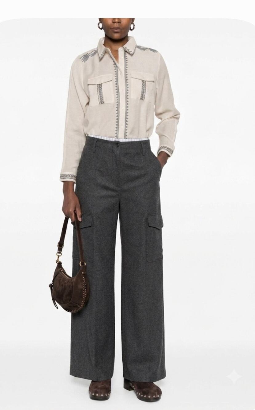 Diega Piorico Wide Leg Cargo Trousers Pants in Anthracite S